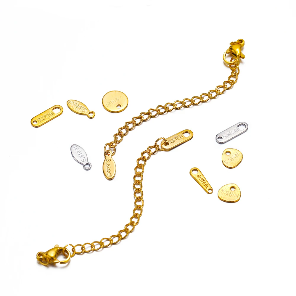50pcs No Fade 304Stainless Steel End Tail Charms Small Gold Color Tag Pendants for DIY Simple Jewelry Handmade Necklace Supplies image 4