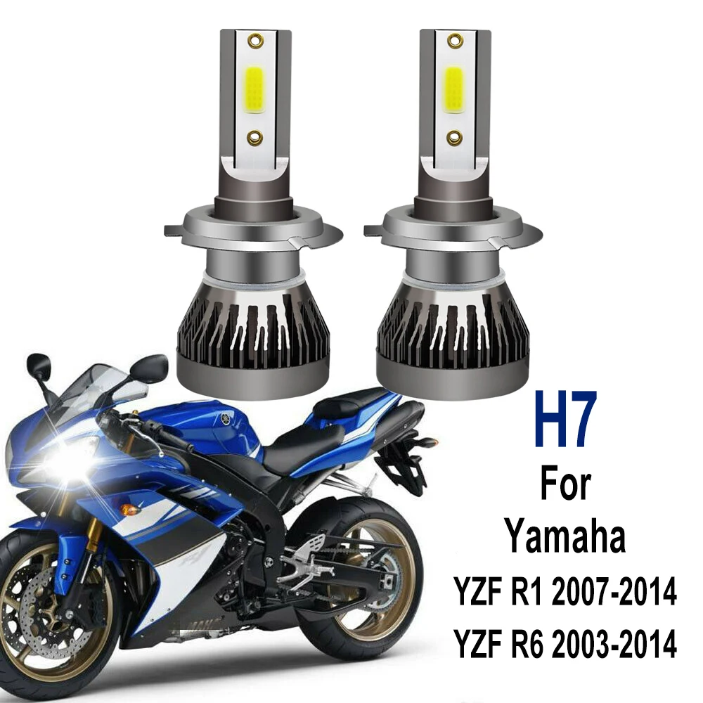 

Motorcycle H7 LED Headlight Bulbs Replacement Headlamp 6000K For Yamaha YZF R1 2007-2014 YZF R6 2003-2014 R6S 2006-2009