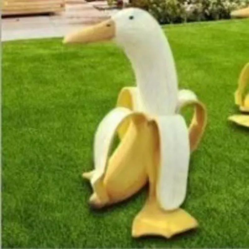 Banana Duck Creative Garden Decor Sculptures Yard Vintage Gardening Decor Art Whimsical Peeled Banana Duck Home Statues Crafts