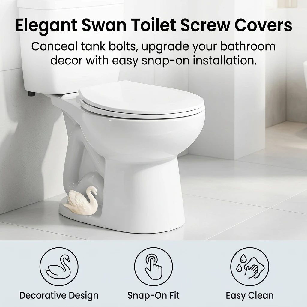 Toilet Screw Covers Resin Decorative Caps Concealing Tank Bolts for Bathroom Home Hotel Restroom Decor Durable White Set