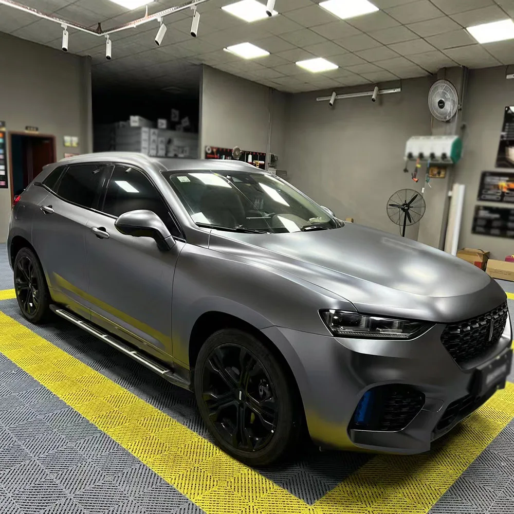 

Виниловая пленка для автомобиля 5x56 футов, атласные металлические карбоно-серые автомобильные полоски толщиной 16 мил для украшения кузова автомобиля