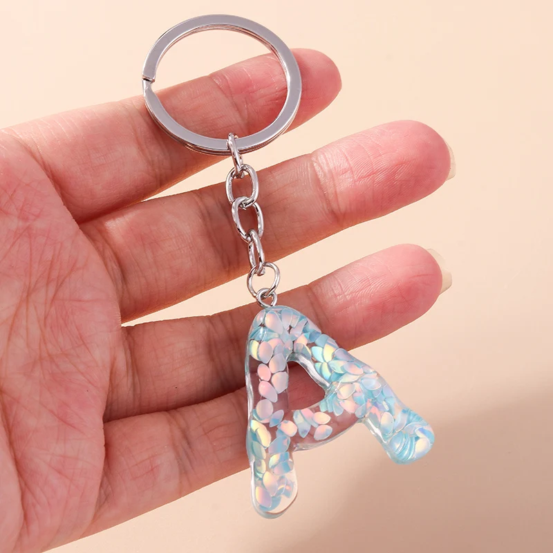 Mode Harz 26 Buchstaben A-Z Alphabet Schlüssel anhänger für Auto Schlüssel Souvenir Geschenke für Frauen Männer Handtasche Anhänger Schlüssel ringe DIY Zubehör – Detail 2