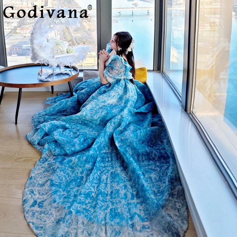 

Runaway Princess Gorgeous Gown Dress Women's Oversized Long Dress with Big Train and Slit Female Japanese Style Lolita Dress