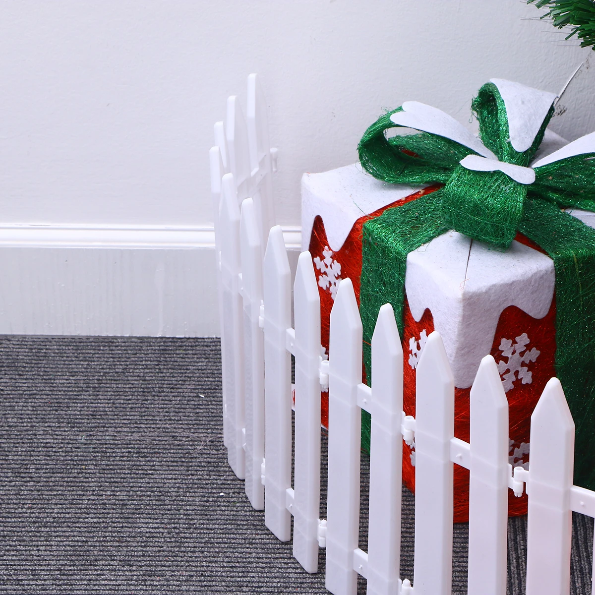 

10 Pcs Christmas Fence Decorations White Plastic Picket Fairy Garden Holiday Tree Miniature Models Gardening Accessories Non