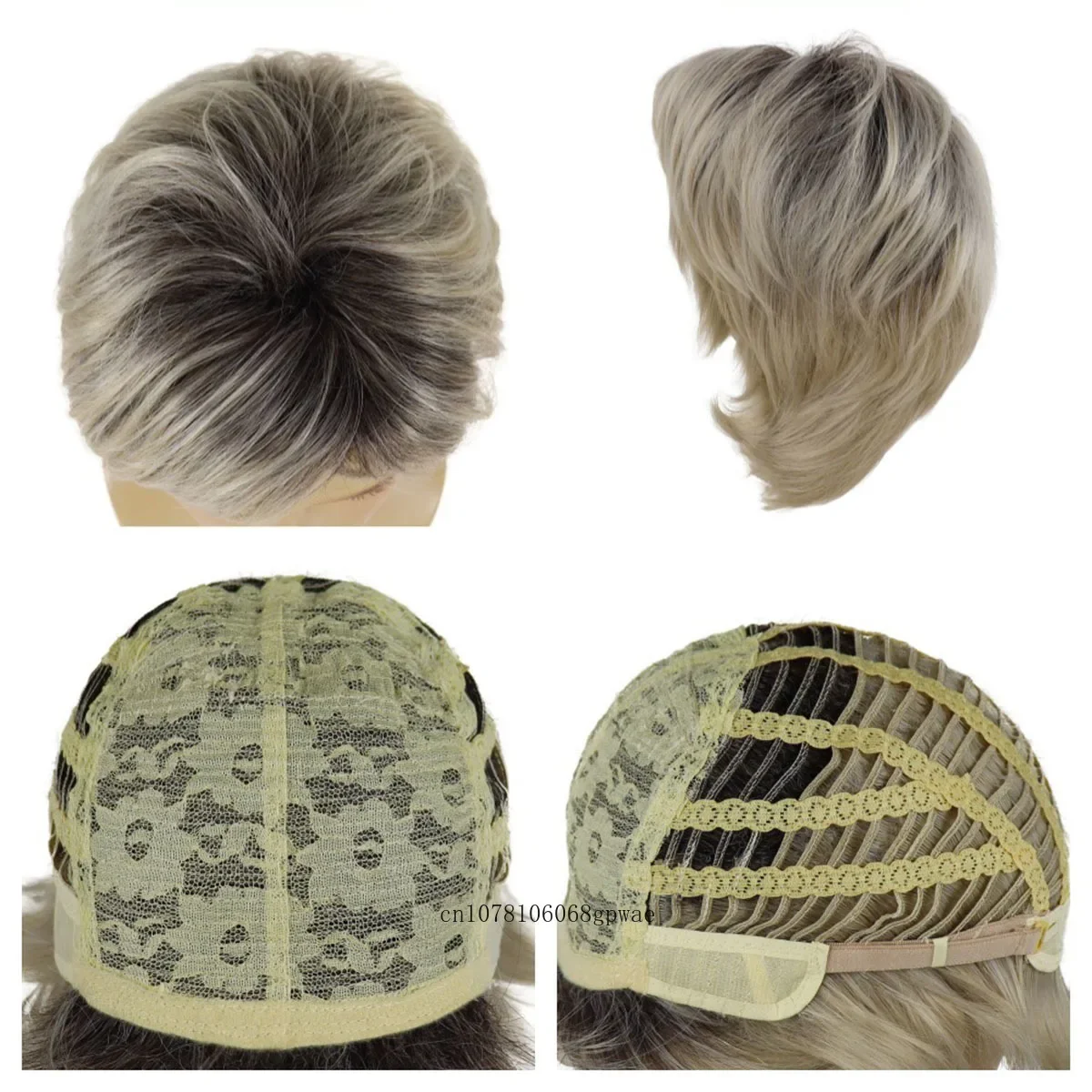 الاصطناعية أومبير أشقر فاتح الباروكات قص الشعر القصير مستقيم الشعر لطيفة المظهر تنفس شعر مستعار الذكور مع الانفجارات اليومية حزب تأثيري