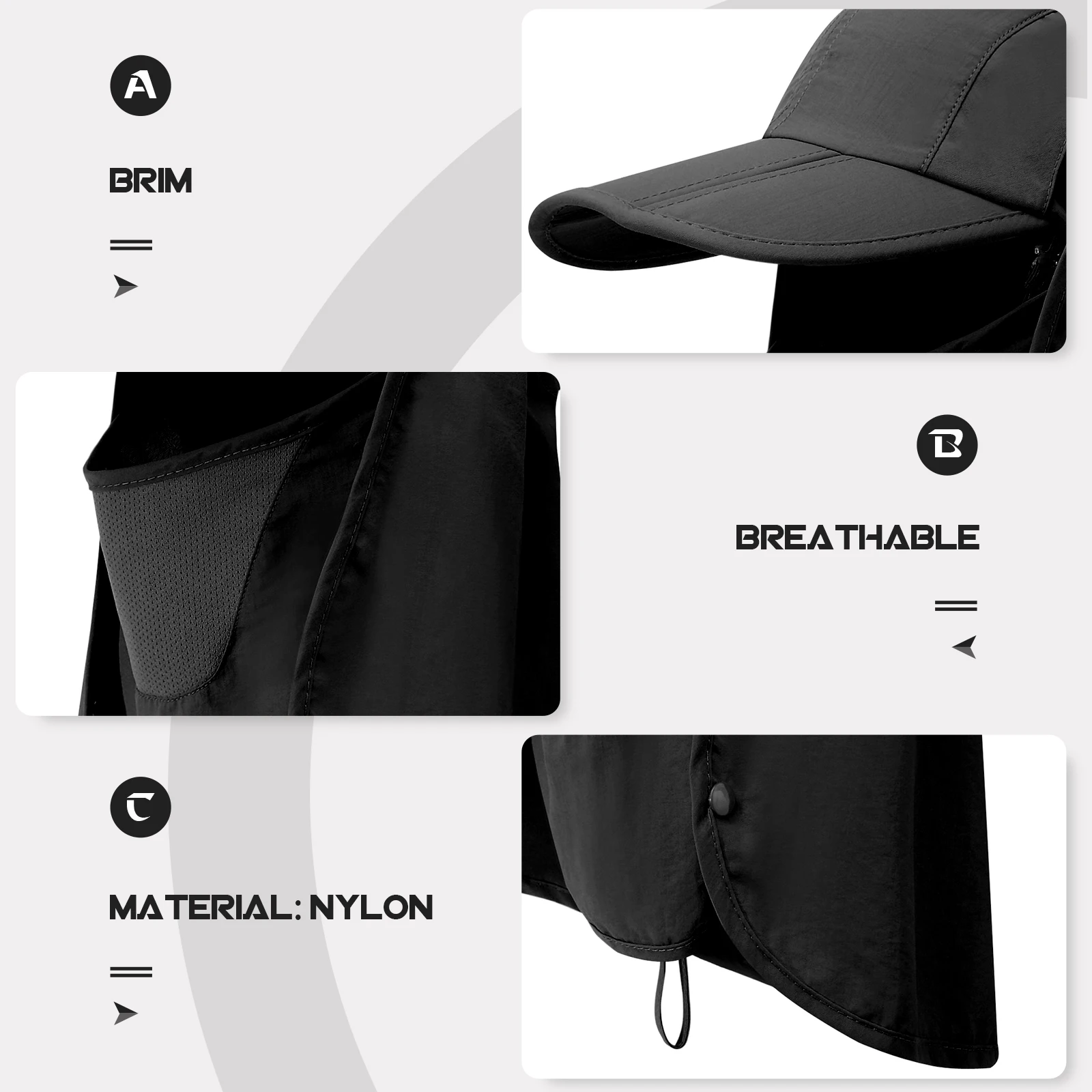 

Sun Visor Men Hat for Trekking with Neck Cover Outdoor Hiking Cap Camping Fishing