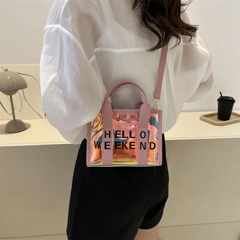 Women Fashion New Korean Bag Female Transparent Trend Letter Shoulder Large Capacity Set Crossbody Bag Luxury Designer Handbag