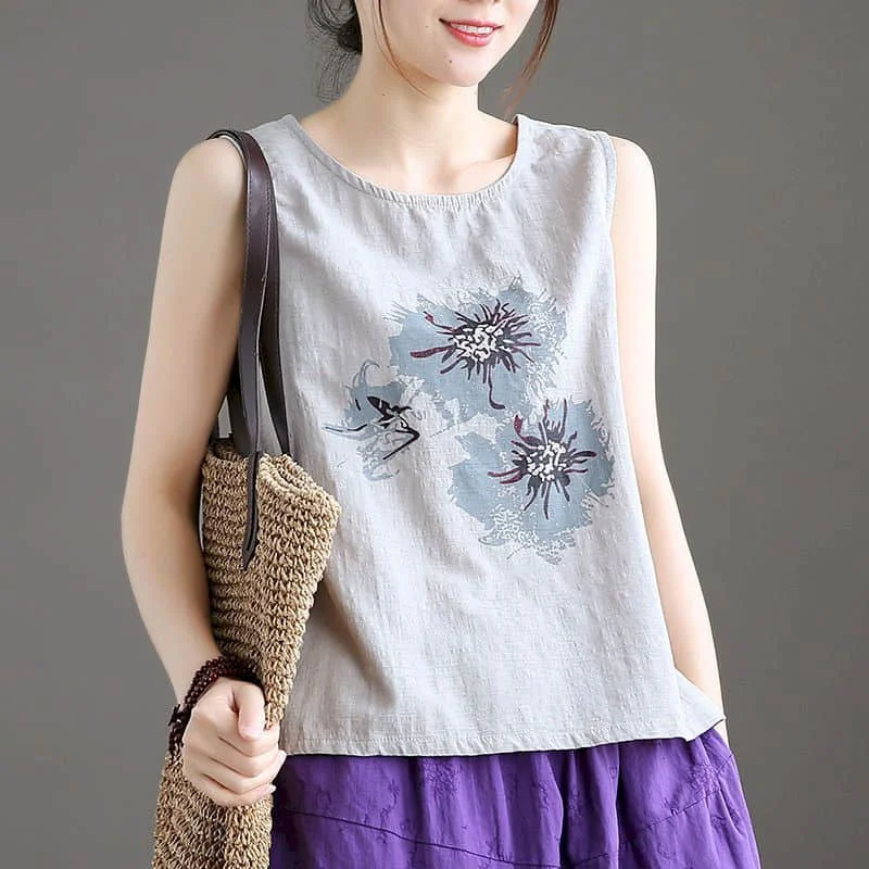 Cotton Vests for Women Summer Thin Minimalism Korean Style Casual Loose Elegant Tanks O-neck Sleeveless T-shirts Women Clothing