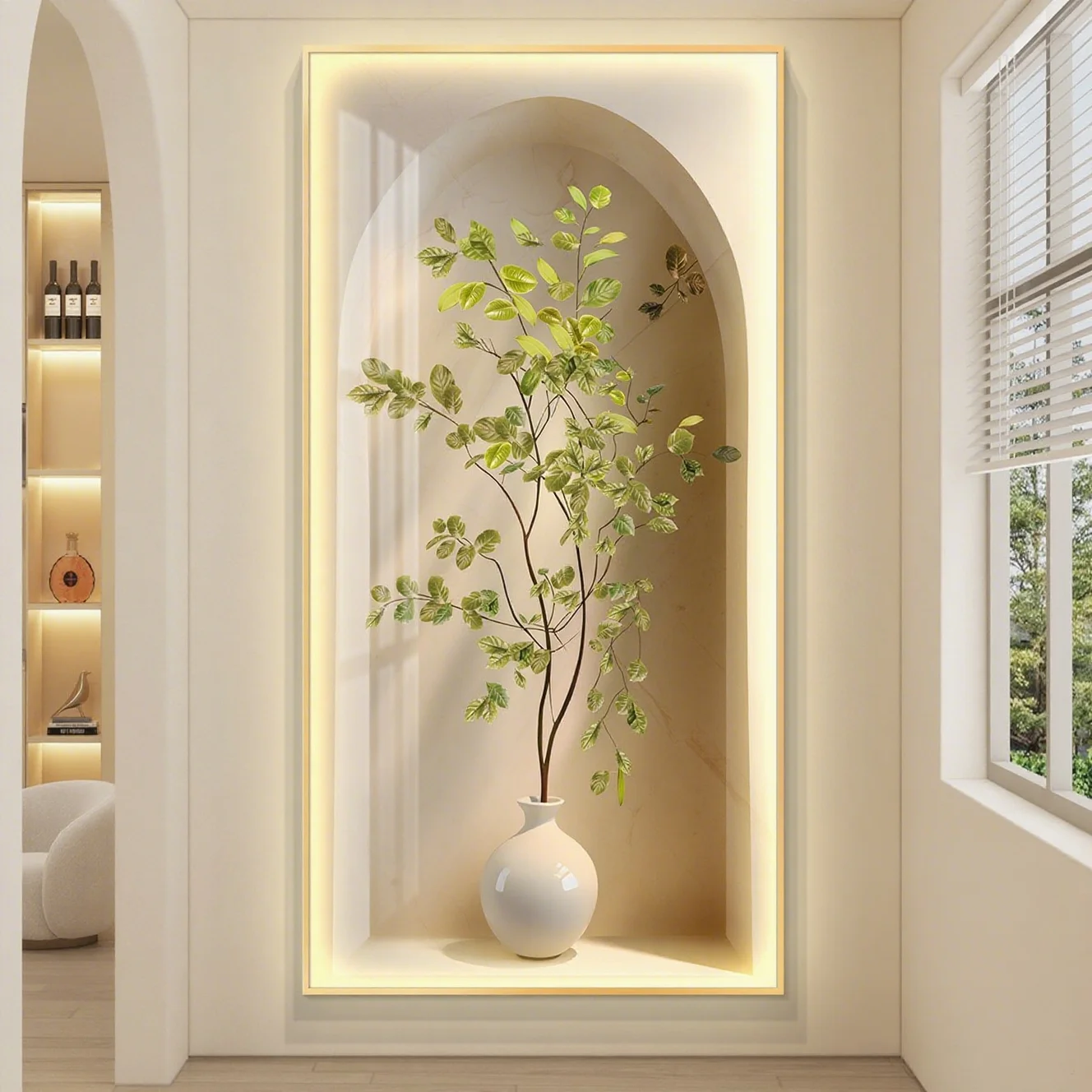 Cream Style Light Luxury LED With Light Entrance Decoration Painting Corridor Hanging Painting Simple And High-end Mural Light