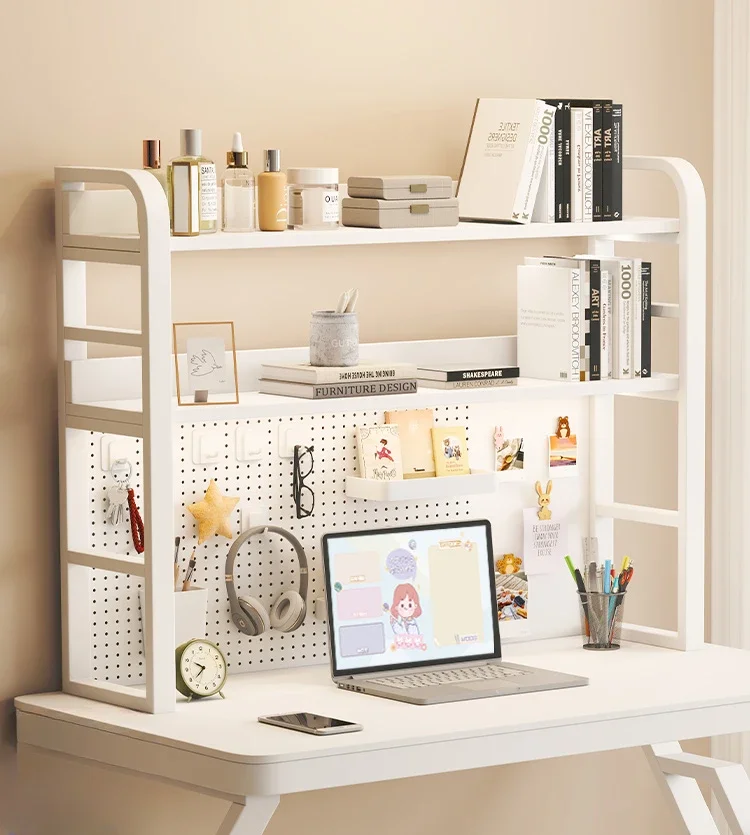 

Table storage Office book Multi-layer wrought iron student computer Desk storage Hole plate rack