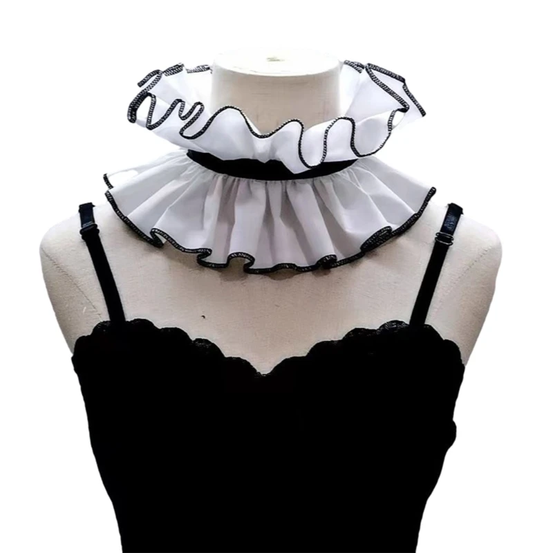 

Ruffled Laple Choker for Lady Girl Shawl Collar Elizabethan Collar Dropship