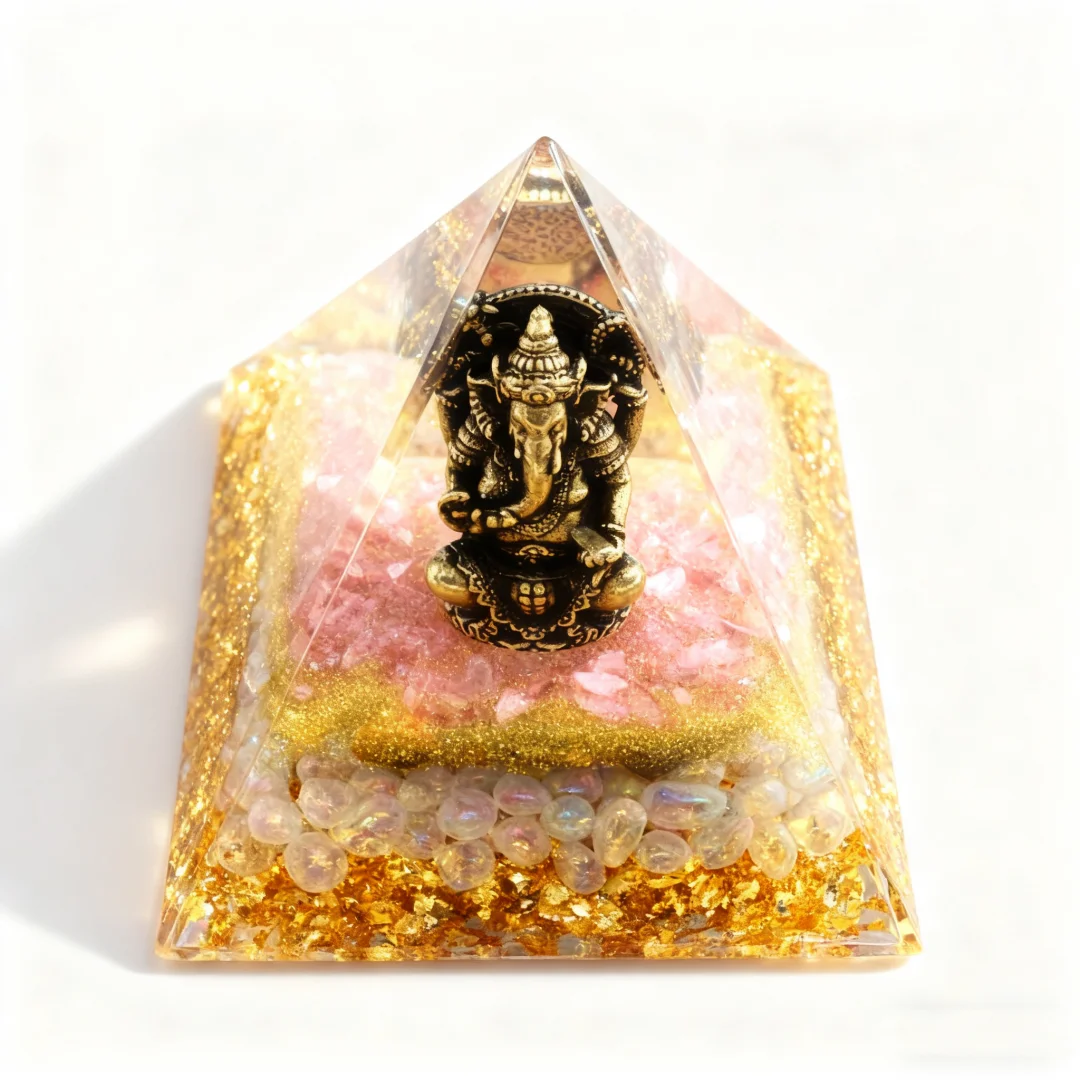 1 قطعة تمثال غانيشا ، تمثال غانيش غاناباتي في هرم أورجون كريستال ، أيدول غانيشا ، زخارف يدوية لسطح المكتب المنزلي #4