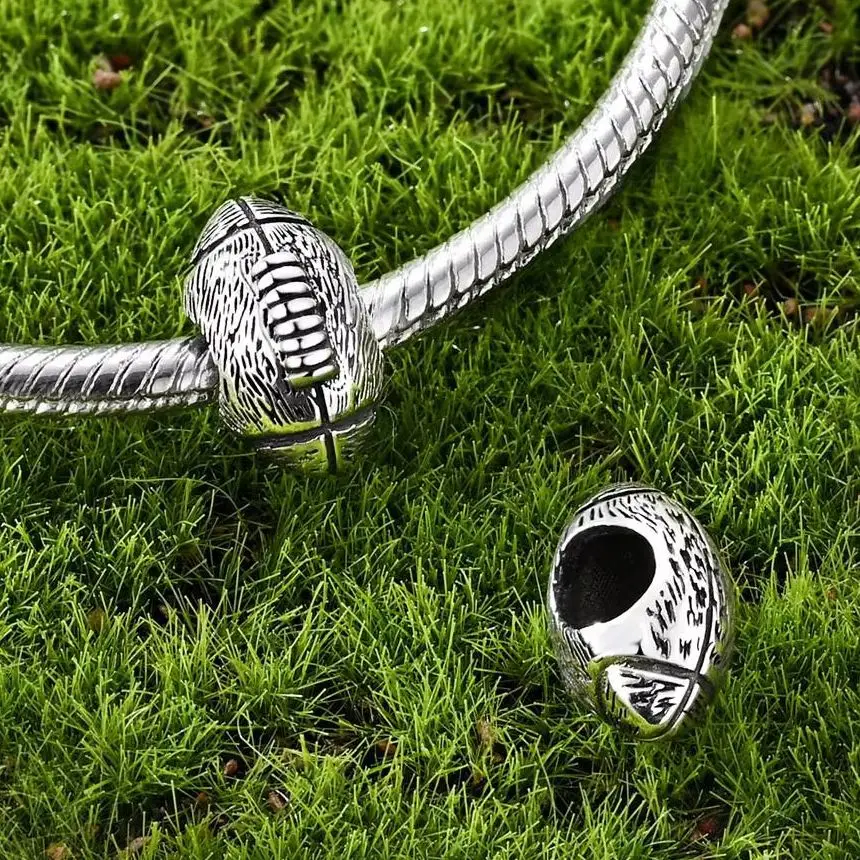 

925 Sterling Silver Rugby Bead Fit Charm Bracelet Diy Original Charm for Girl Woman Jewelry Gift