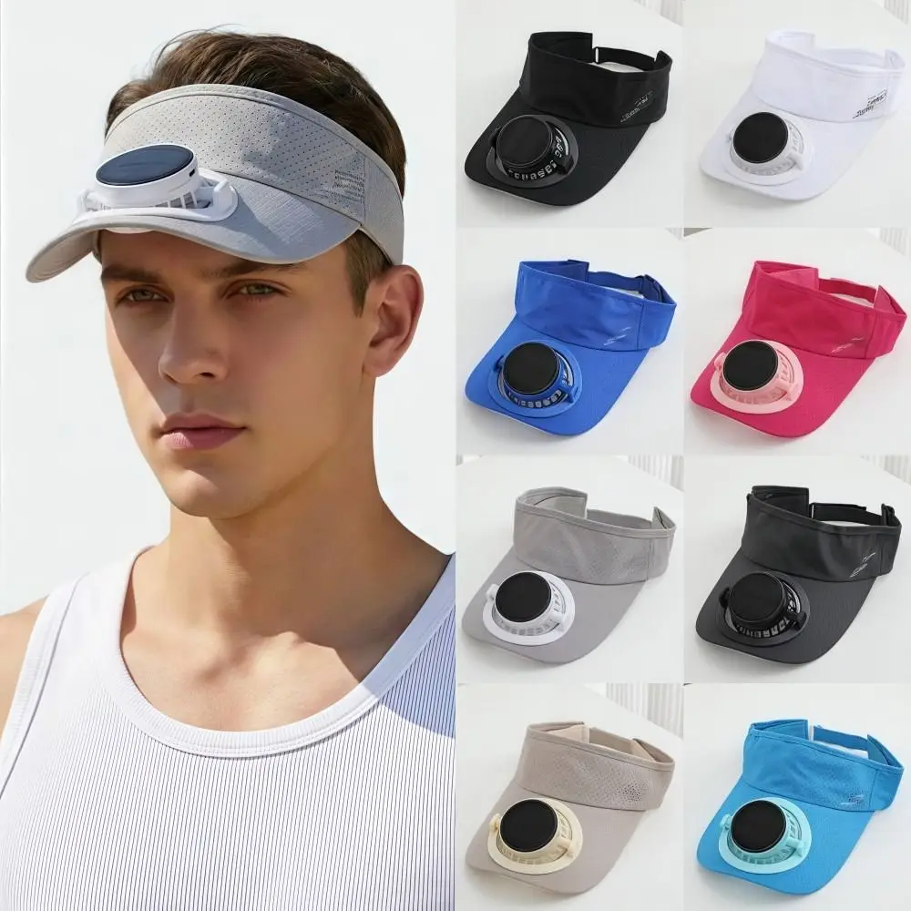 

Quick-drying Solar Fan Sun Visors Hat USB Charging UV Protection Unisex Sun Hat Adjustable 300/600mA Baseball Cap Summer Outdoor