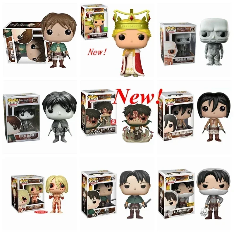 أحدث سلسلة لعام 2024 من funko pop Attack On Titan all series # 23 # 233 ليفي # 235 # 239 إيرين # 20 # 21 # 1169 مجموعة هدايا ألعاب شخصيات الحركة