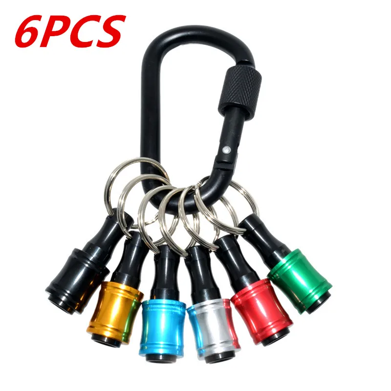 6 PCS 1/4 Inch Bit Holder Keychain, Hex Screwdriver Bits Holder Extension Bar, Quick Change Screw Bit Holder for Most Electric