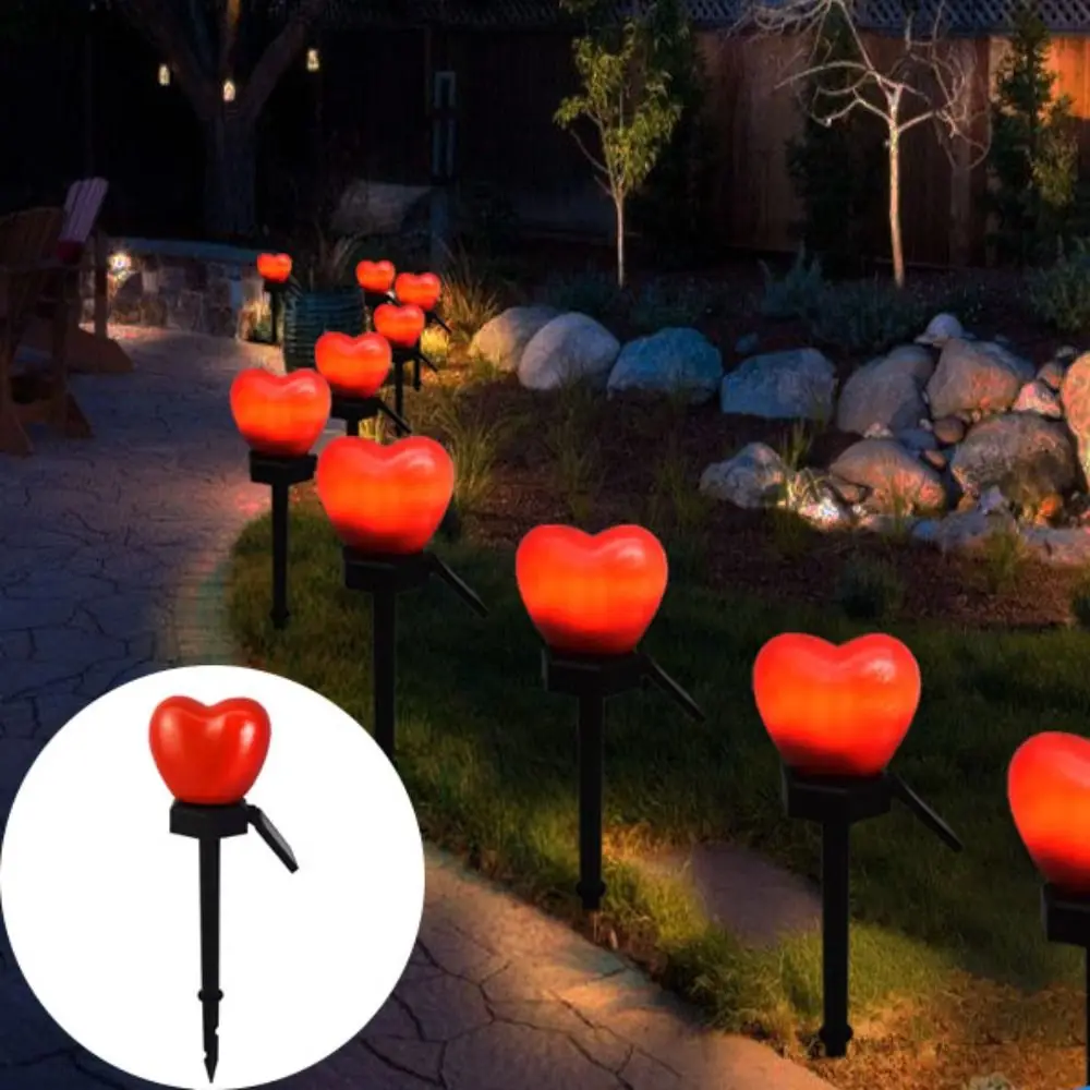 Durable Heart-shaped Solar Lights Waterproof LED Landscape Plug-in Lamp ABS Love Atmosphere Lights Garden