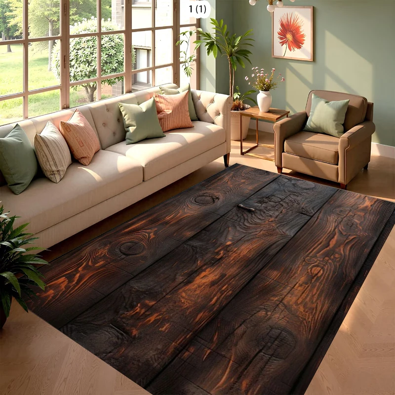 

Ковер с текстурой дерева, имитирующий деревянный пол, для декора дома, винтажный стиль, для гостиной и спальни