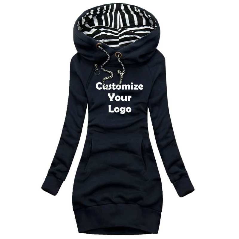 Customized Newest Women Sweater Dress Long Sleeve Hoodie Dress Autumn Winter Casual Slim Sweater Hoodies Dress