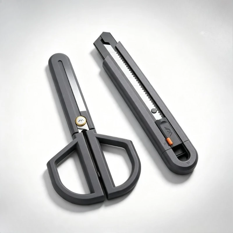 JIMIHOME Scissors Utility Knife Set Adjustable Protective Sheath Hand Craft Tailor's Stationery Stainless Steel Scissors