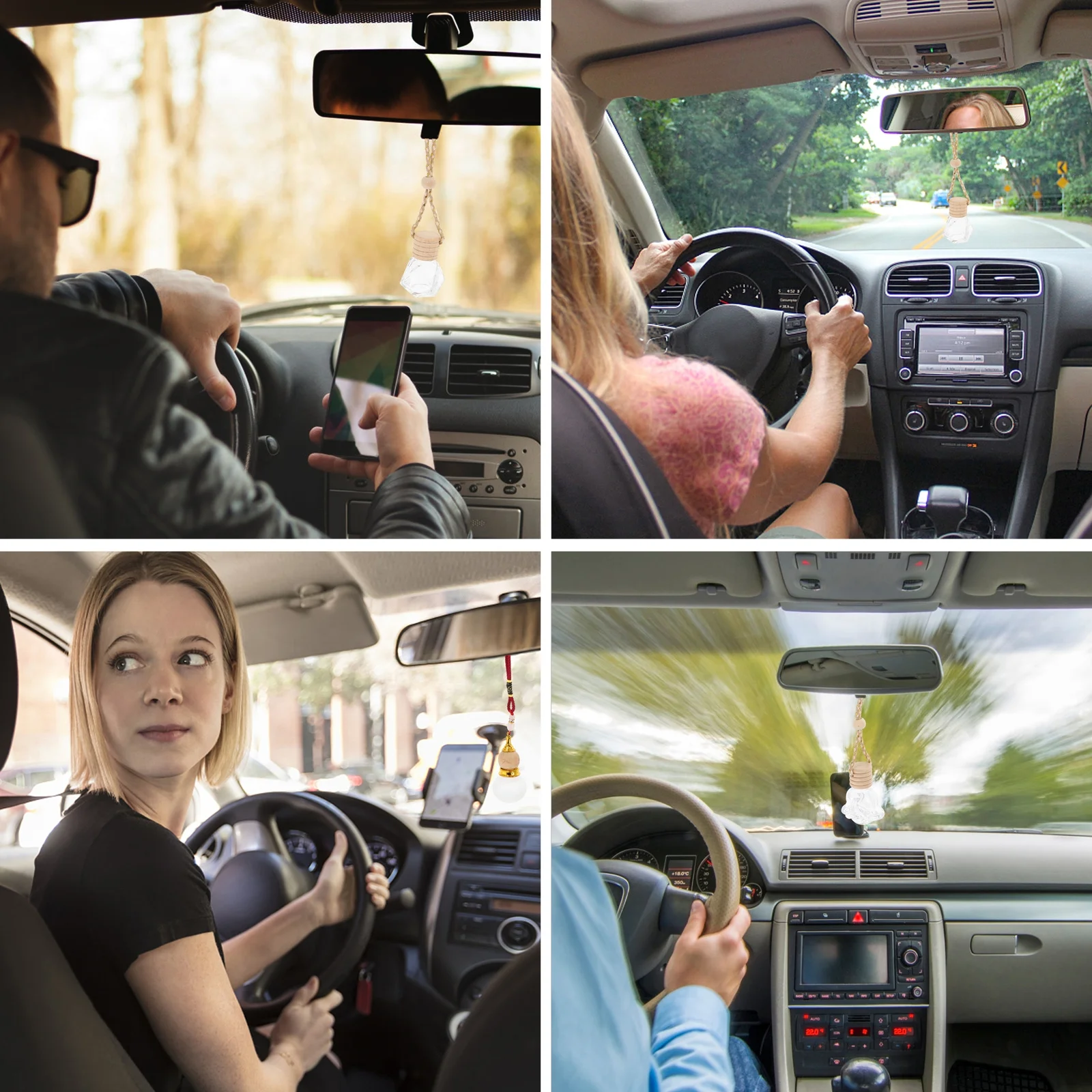 

6pcs Car Perfume Pendant Empty Bottle Hanging Diffuse Glass For Freshener Aroma Essential Oil Refillable Car Decoration