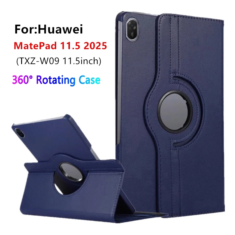 

Защитный чехол для Huawei MatePad 11,5 2025, вращающийся на 360 градусов смарт-откидная подставка из искусственной кожи, планшет Funda TXZ-W09, чехол 11,5 дюйма