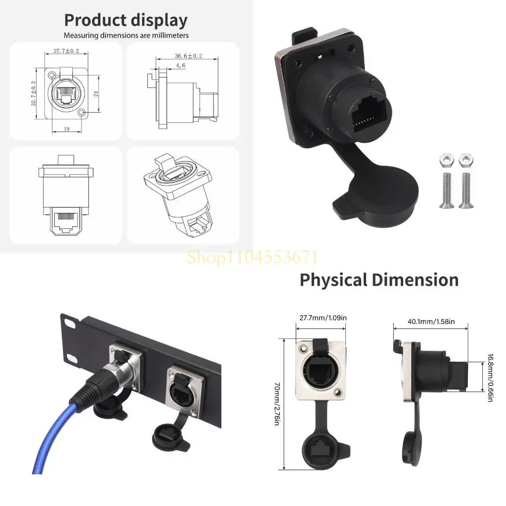 Best Seller RJ45 Cat6 Panel Mount Connector Adapter RJ45 Female to Female Through Module with Thread Networking Ethernet