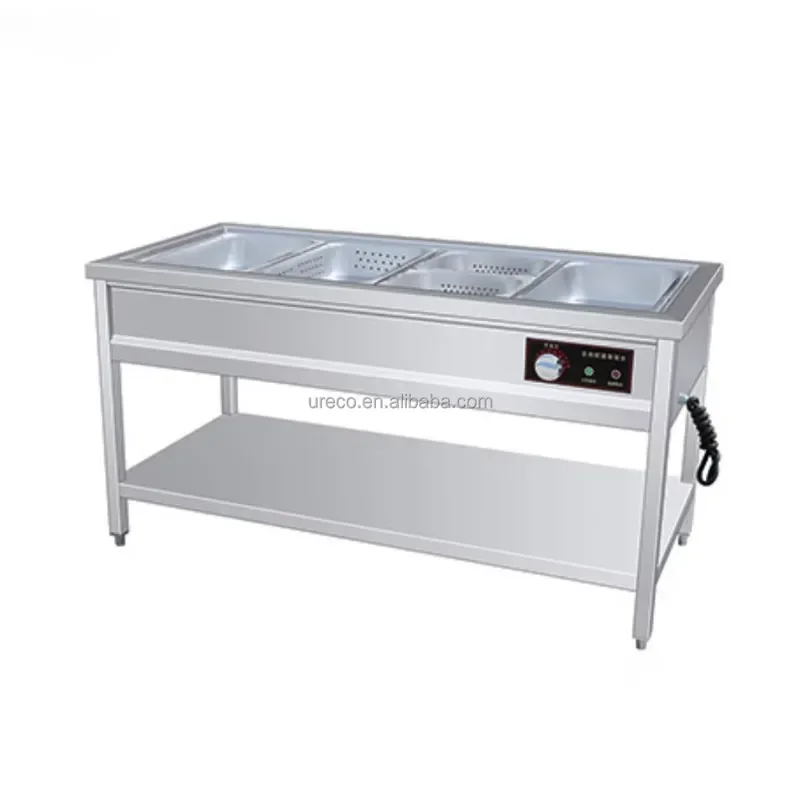 4 Pots Stainless Steel Fast Food Buffet Display Heater Trolley Electric Food Heater Cabinet