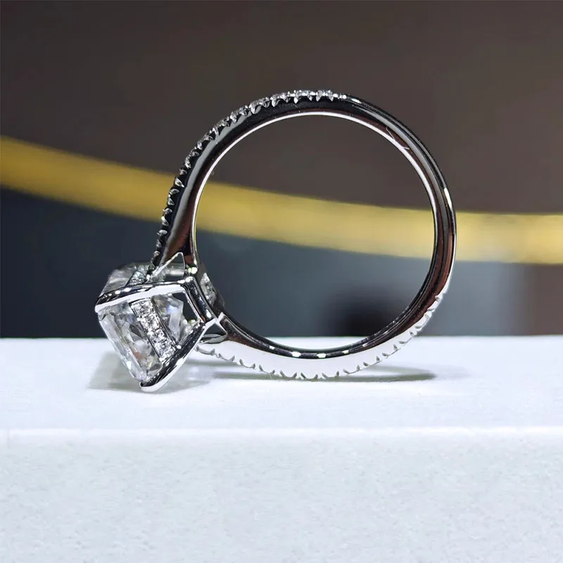 IGI Lab Growing Diamond Ring Radiant D Color 1 2 3Ct Solid 9K White Gold Ring Diamond wedding ring Factory Engagement Ring