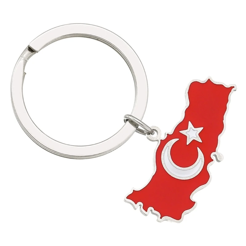 Unique Türkiye Map Keys Jewelry Stainless Steel Turkey Map Keychain Turkish Keyrings Bag Ornaments for Daily Party