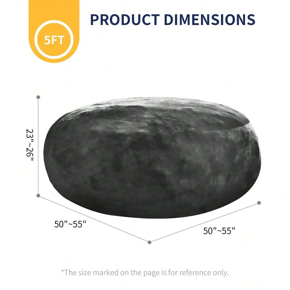 Giant Plush Bean Bag Chair, Vacuum Compressed Foam Filling, Detachable Fabric Cover For Living Room Bedroom Napping