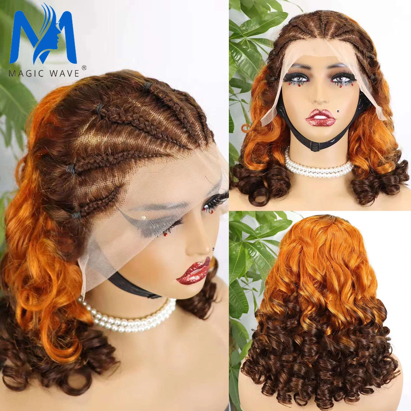 

250% Density Fumi Bouncy Curly Human Hair Wigs with Braids for Black Women 4/350/4 Colored Loose Wave 13x4 Lace Frontal Hiar Wig