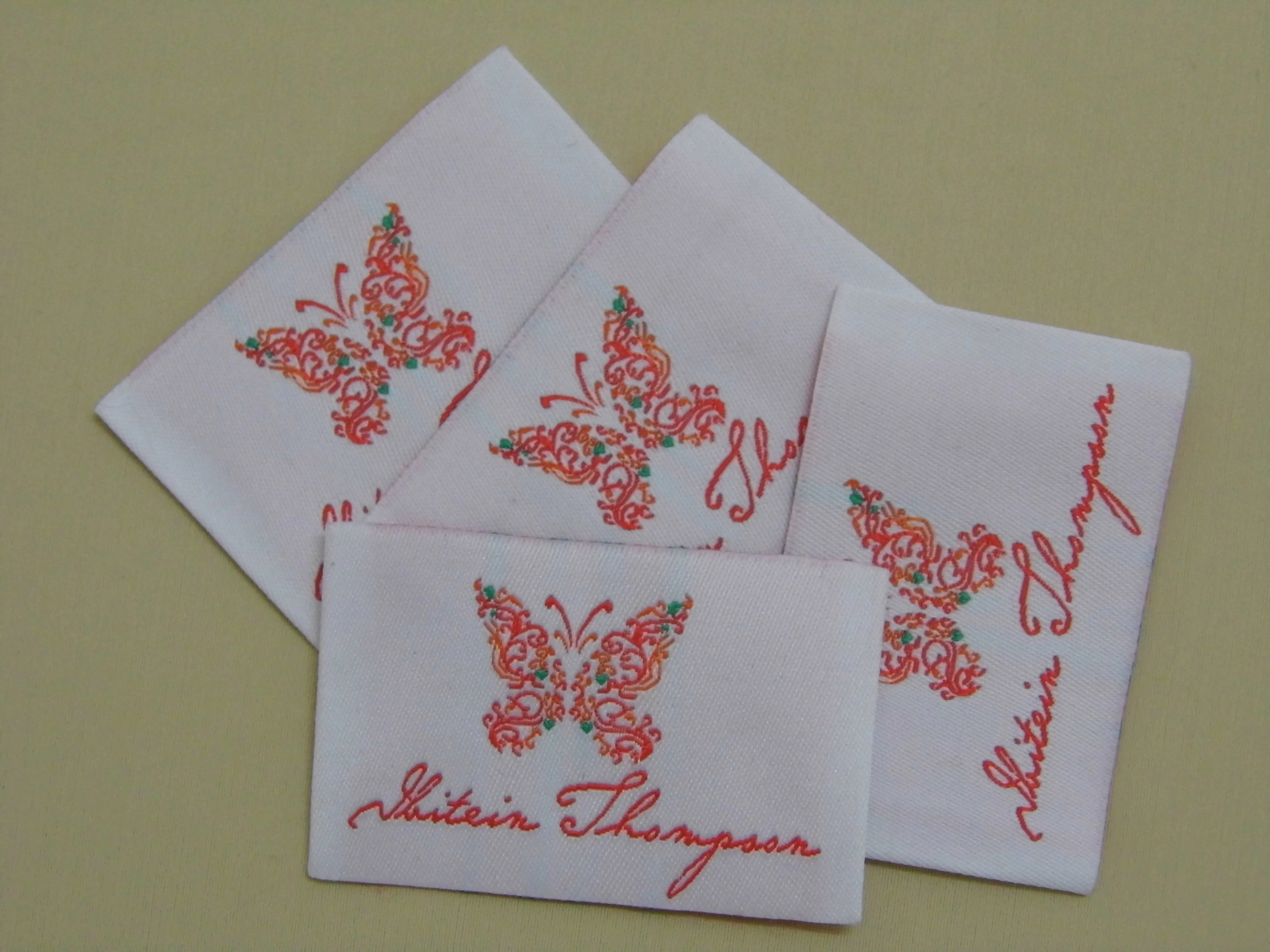 Custom Woven Labels Damask Clothing Brand Tags End Fold Sew on Neck Labels for Garment Personalized Logo Washable