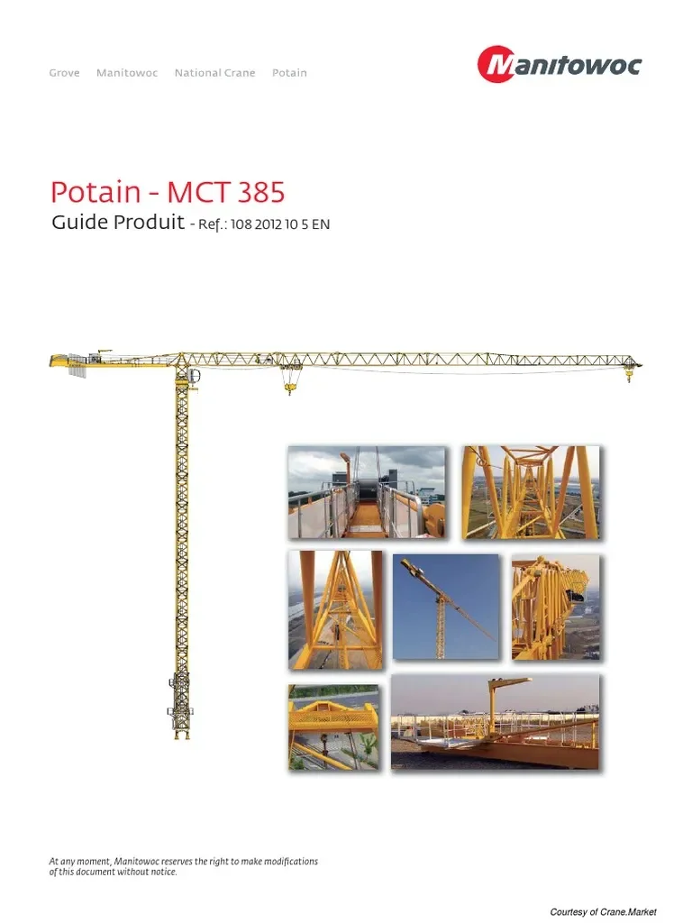 

SpecDiag Manitowoc Potain Tower Cranes Обновленные 01.2021 Руководства DE PDF