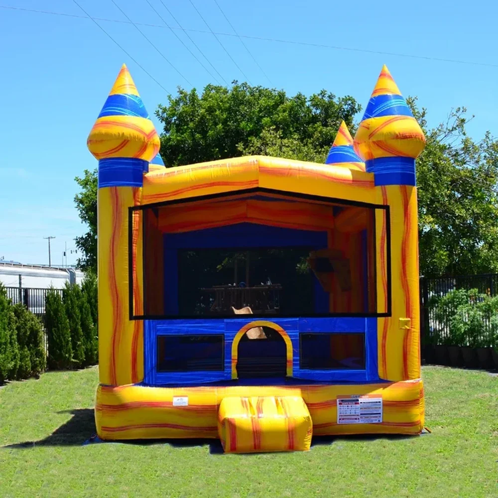 Rentals 13ft Commercial white bounce house for party Tie-dye colors inflatable bouncy castle jumping bed with blower