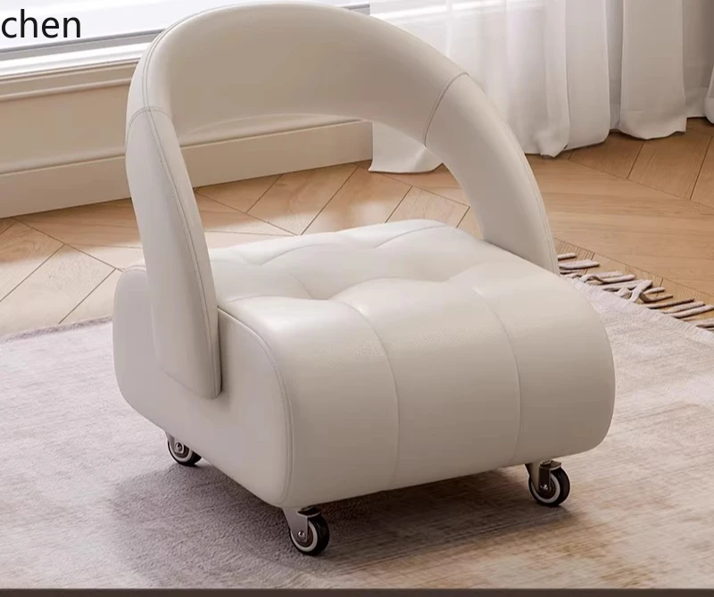 HYS  Silent Pulley Small Stool with Backrest for Home Use, Universal Wheel Living Room Chair