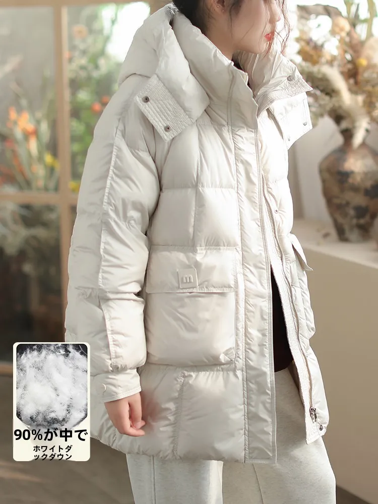 

Kyu женский хлеб Sle Du down Jaet Silk pe средней длины, корейская версия, осень-зима, новая модель 90, белый Du down