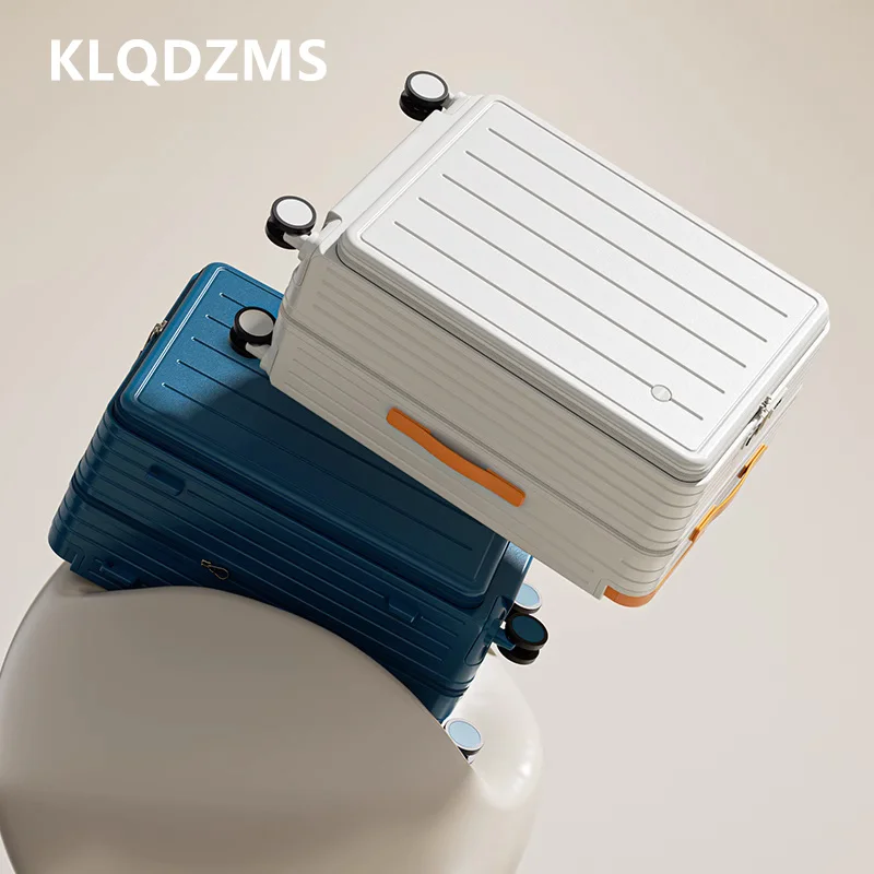 กระเป๋าเดินทาง KLQDZMS ABS+PC รุ่นใหม่ ขนาด 20 นิ้ว กระเป๋าขึ้นเครื่อง 24 นิ้ว 26 นิ้ว กระเป๋าเดินทางแบบมีล้ออเนกประสงค์ ช่องเสียบ USB สำหรับชาร์จ กระเป๋าเดินทางขึ้นเครื่องสำหรับผู้หญิง