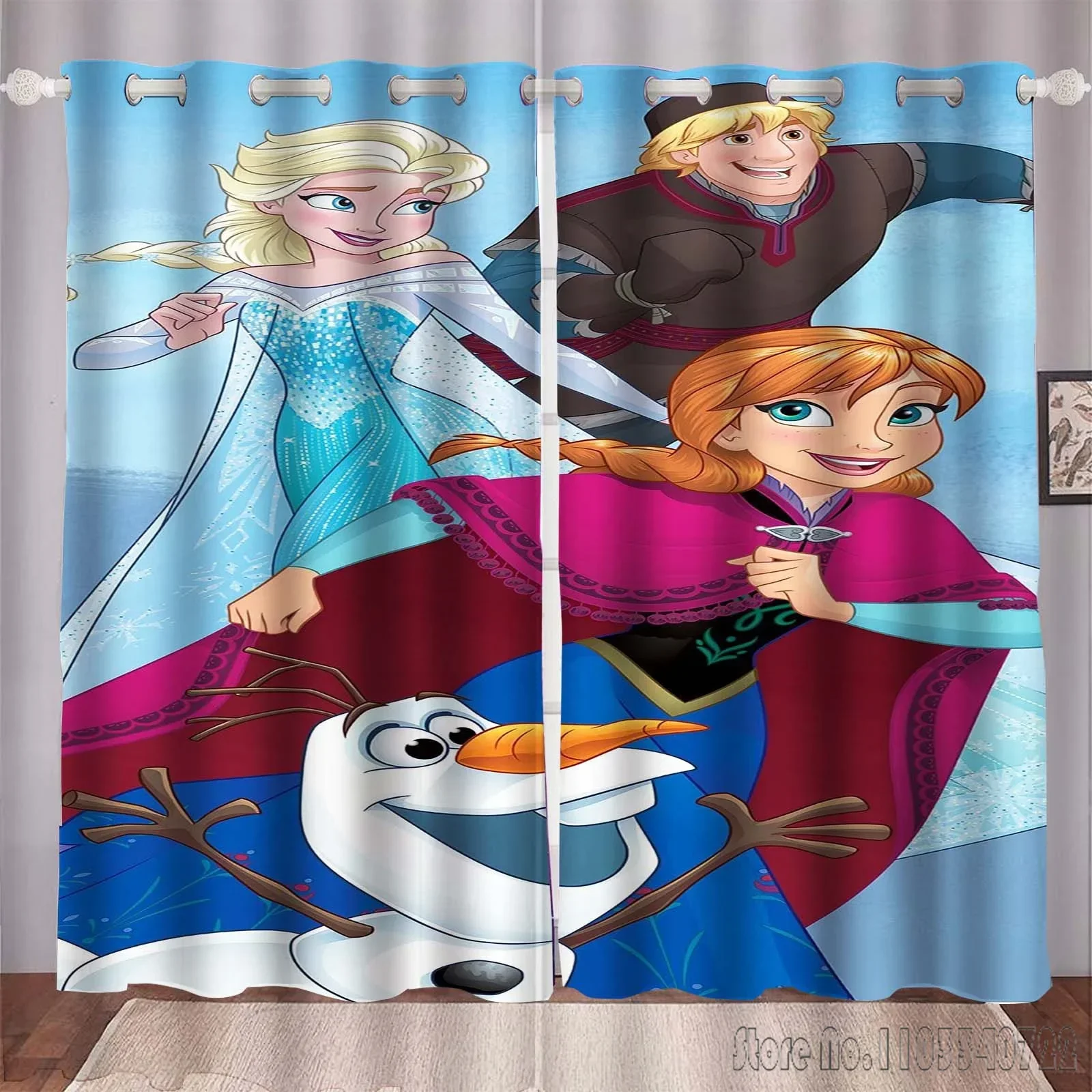 Disney Frozen Cartoon Elsa Princess Window Curtain 3D Print Blackout Curtains Living Room Bedroom Decor Kids Gift