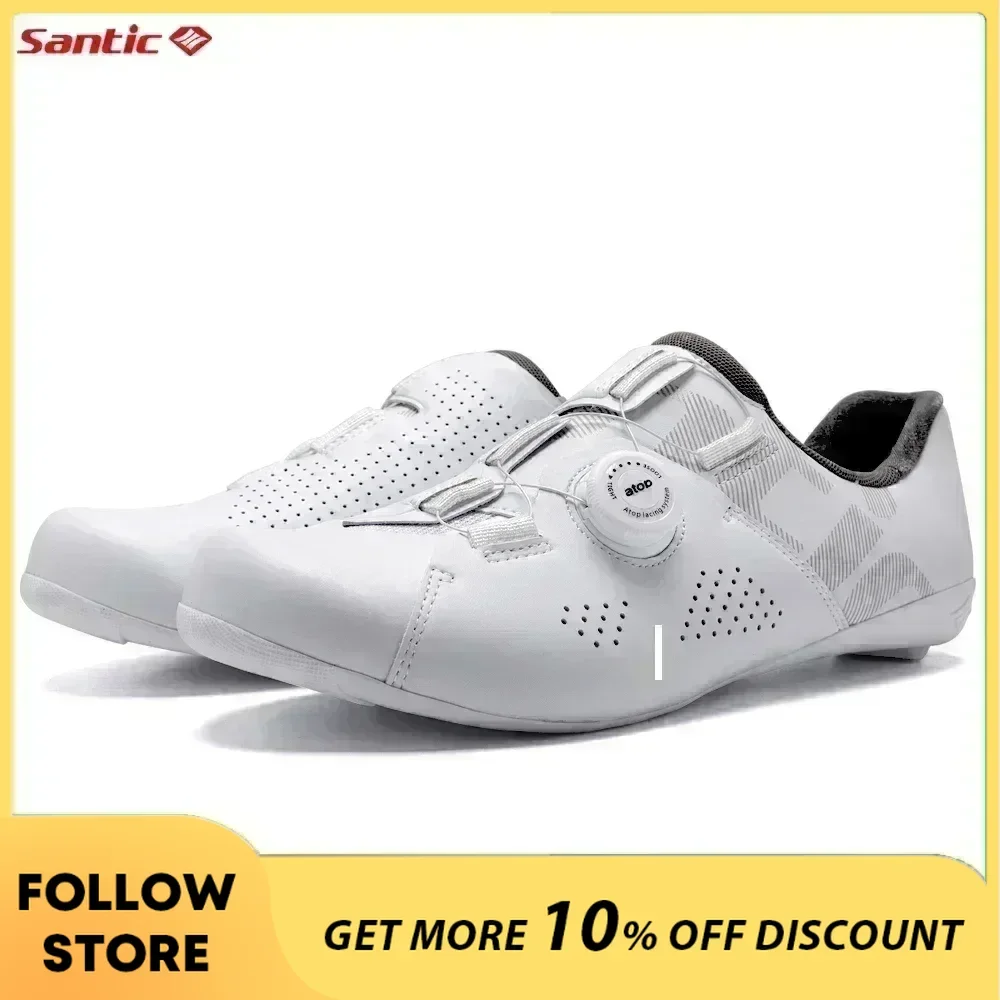 

Santic Cycling Lock Shoes Mens Outdoor Road Riding Biking Sneakers Upgraded TPU Nylon Outsole Adjustable Auto-Lock Bicycle Shoes