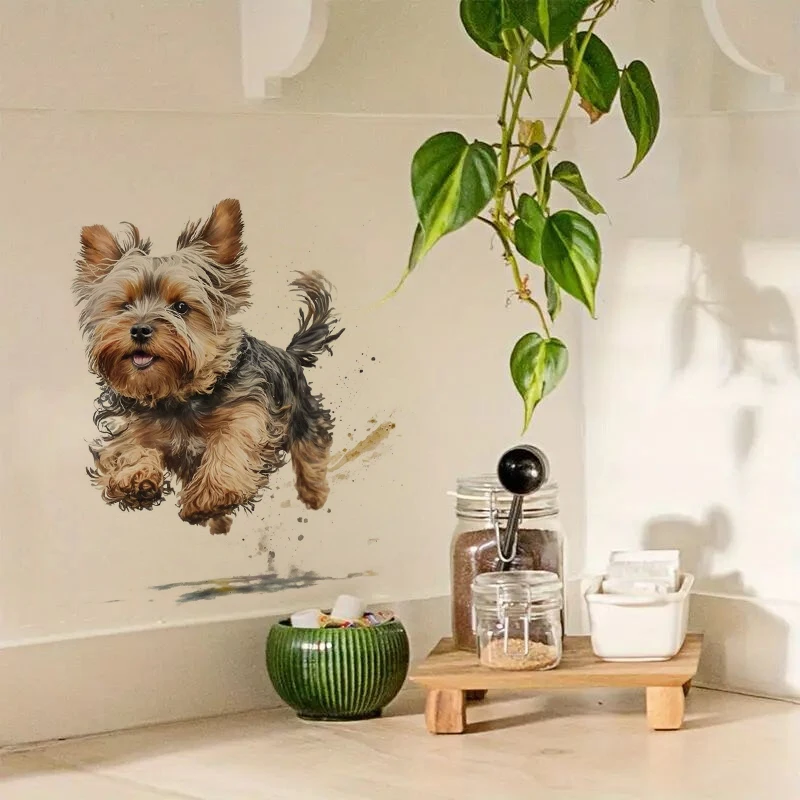 1pc Cute Yorkshire Terrier Sticker, Water-proof Home Wall Decal, Used for Wall, Bathroom, Cabinet, Door,Toilet, Car, Laptop