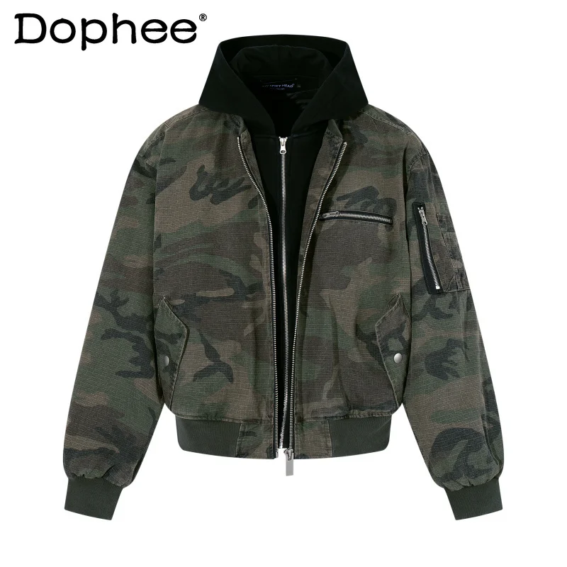 

Мужские модные пальто в уличном стиле, мужские искусственные двухсекционные парки, мужские зимние новинки 2025 года, зимние толстовки с несколькими молниями и карманами, парки