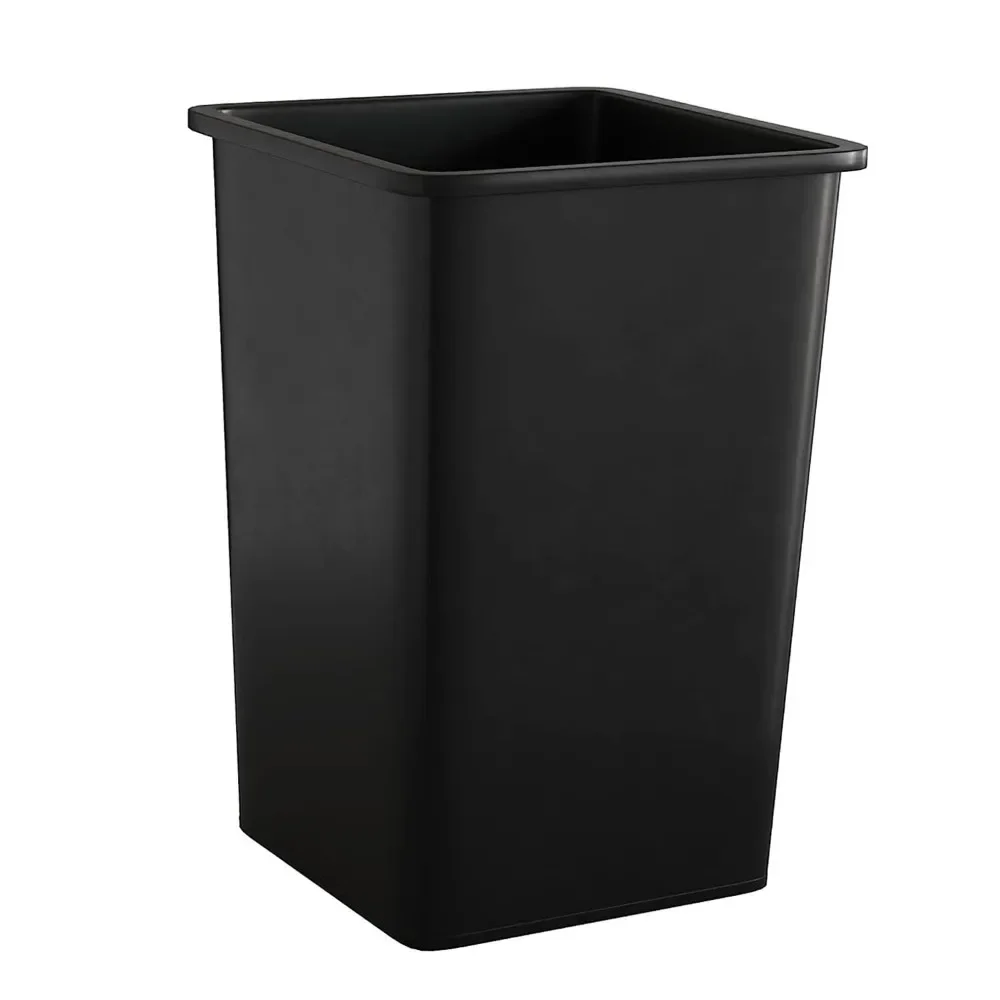 35 Gallon Black Square Commercial Trash Garbage Can Outdoor Office Restaurant School Kitchen