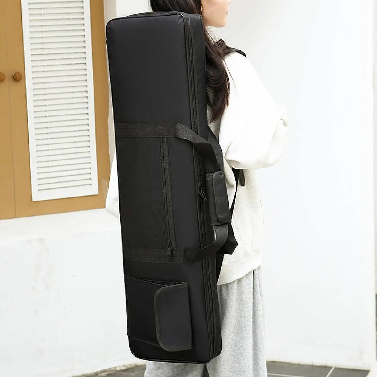 88Key Keyboard Bag Portable Anti Shock with Backpack Straps Padded with Pocket Electric Piano Case for Performance Concert Tour