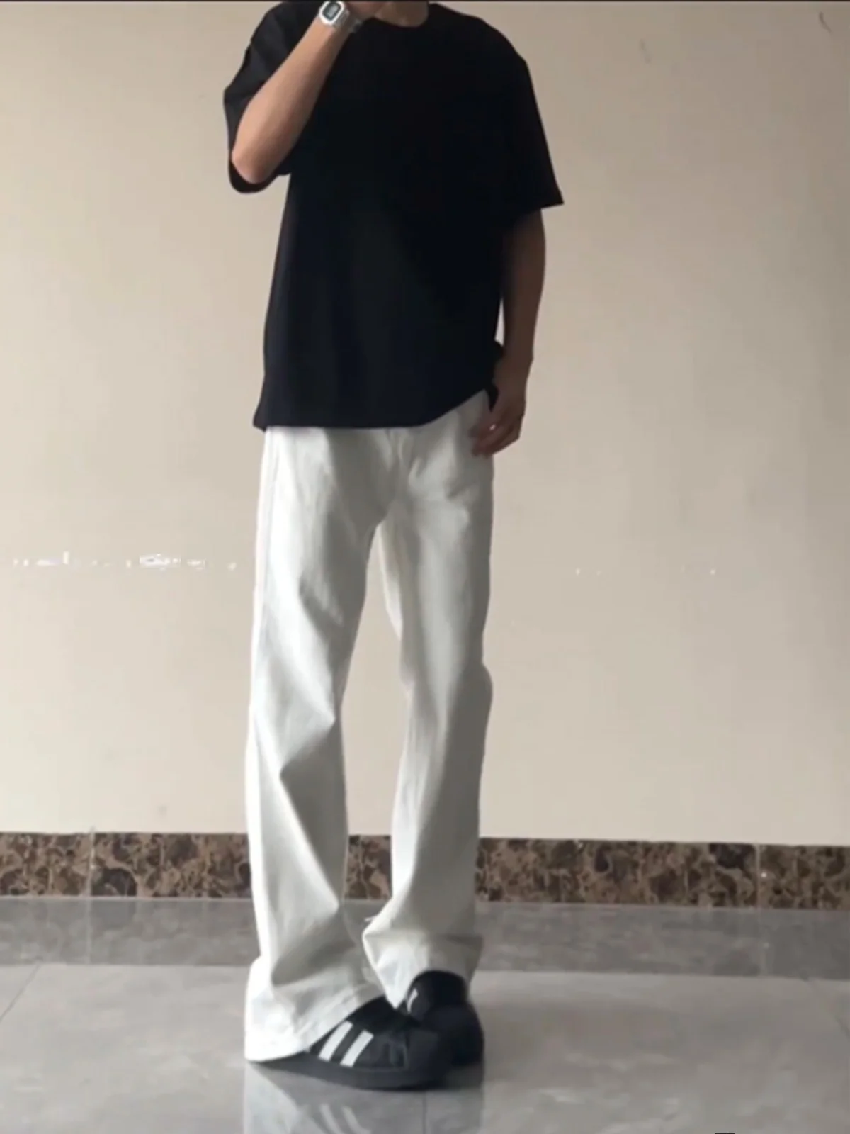 

Men's Straight Leg Jeans High Waist Denim Pants American Street Style Spring Autumn Trendy Brand Slim Fit Bell Bottoms