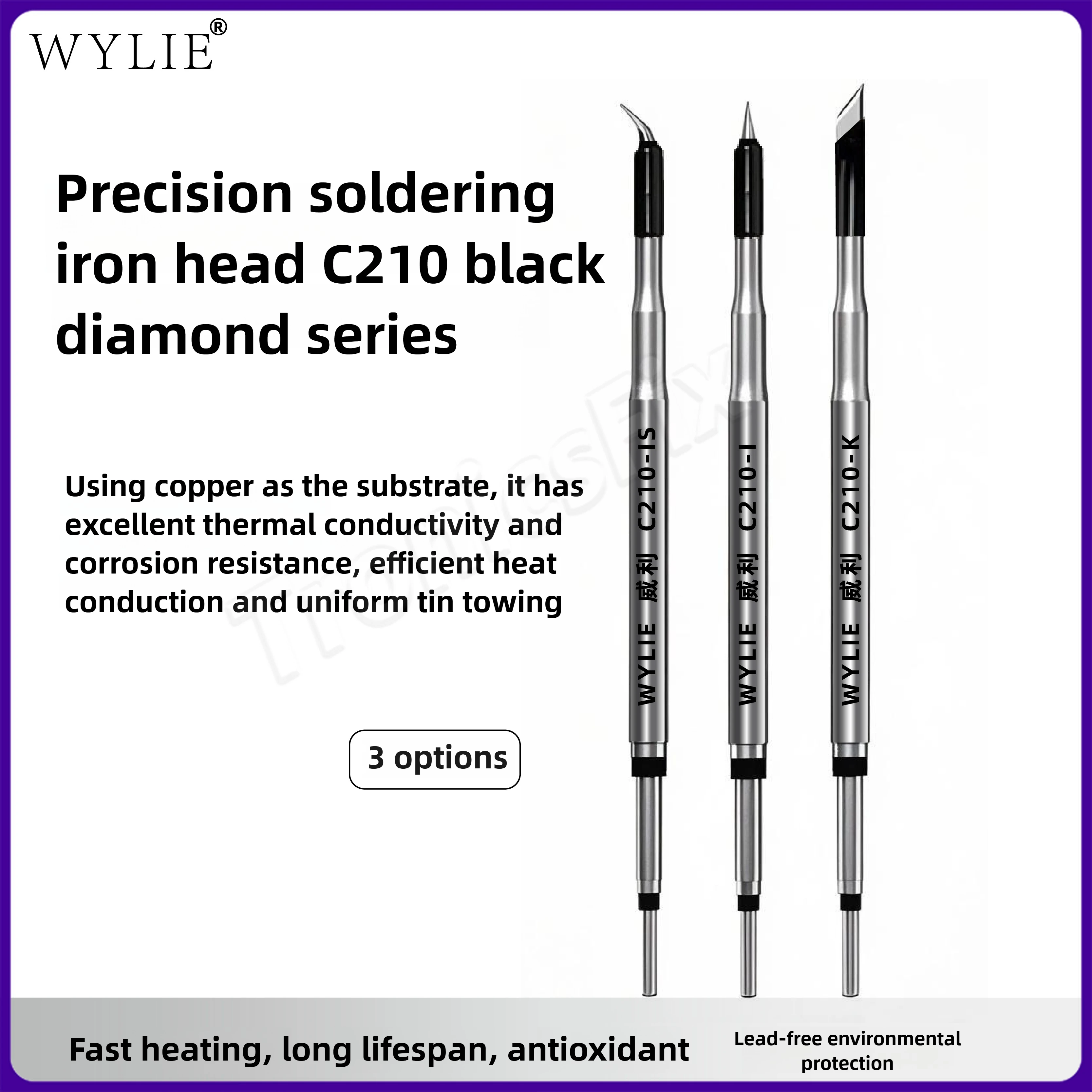 

WYLIE C210 Black Diamond Series Soldering Iron Tips C210-I/IS/K for OSS JBC Sugon Soldering Station Handle Heating Core Parts