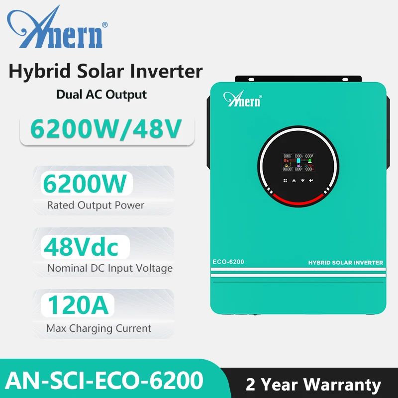 1KW 1.6KW 3KW 6.2KW 10KW 12V 24V 48V 230Vac MPPT Lading Zonne-energie Hybride Omvormer Lokale Snelle Levering voor Lifepo4