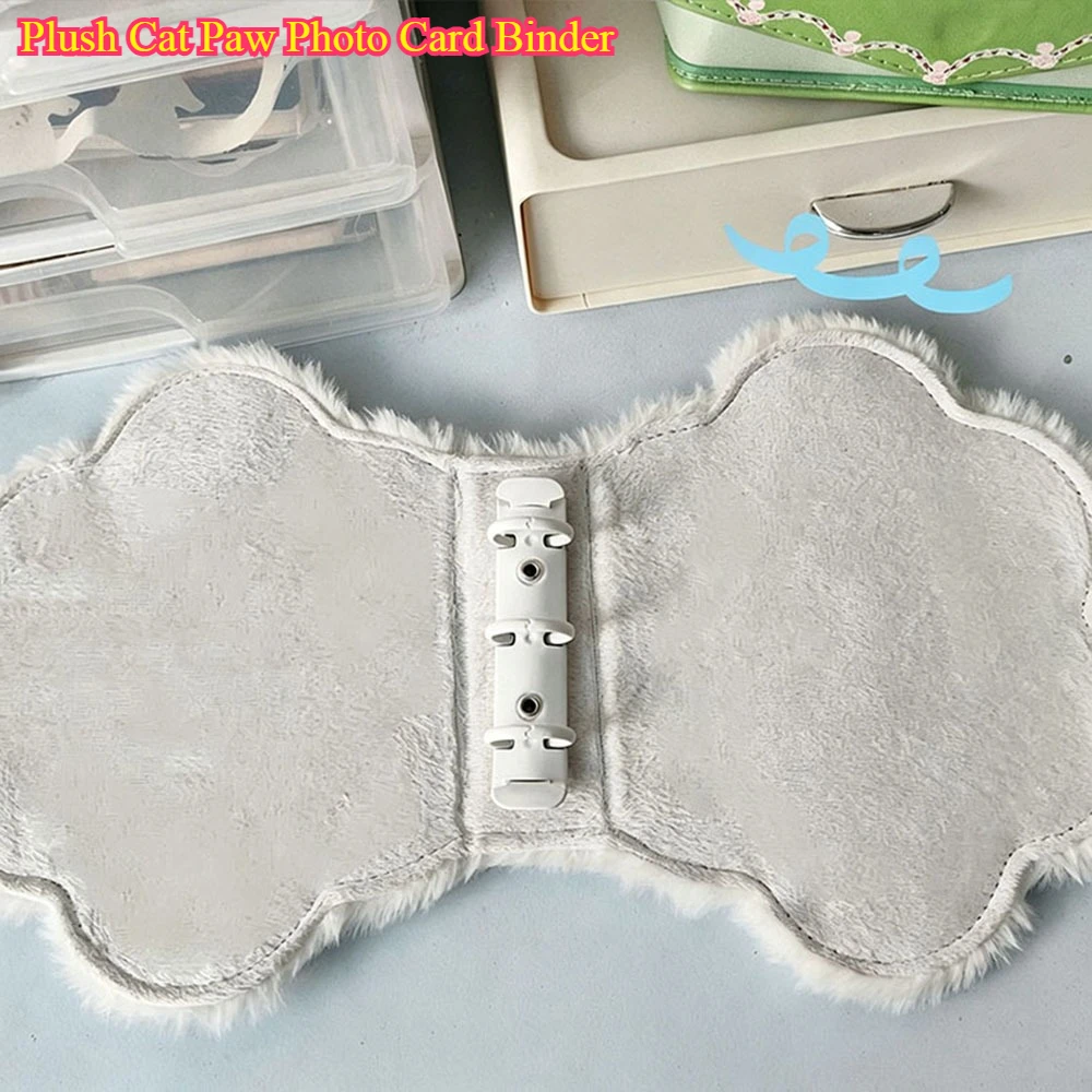 Plush Cat Paw Photo Card Binder - 20 Sheets Inner Pages Kawaii 3 Inch Kpop Collect Book
