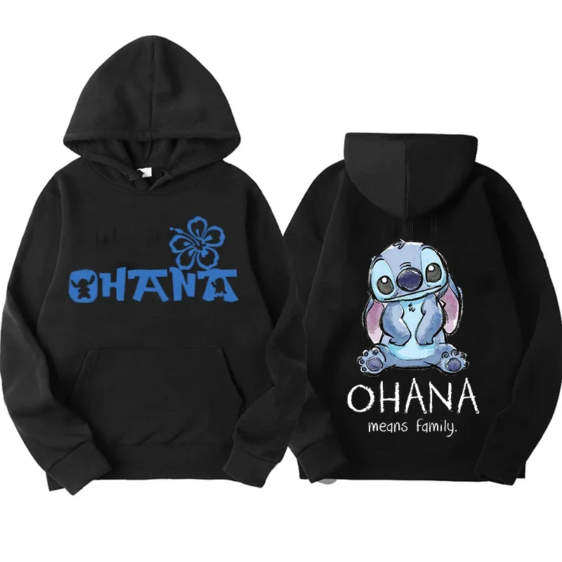 Disney Lilo & Stitch sweat à capuche femme Streetwear motif de dessin animé sweat à capuche homme rétro décontracté couleur unie Rock Lilo & Stitch Sweatshi