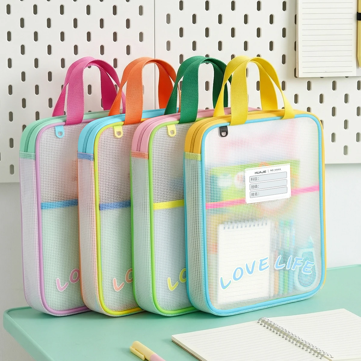 

L-shaped 3-layer Large Opening Storage Bag, Portable Tutoring Bag for Test Papers, Workbooks & Stationery Organizer